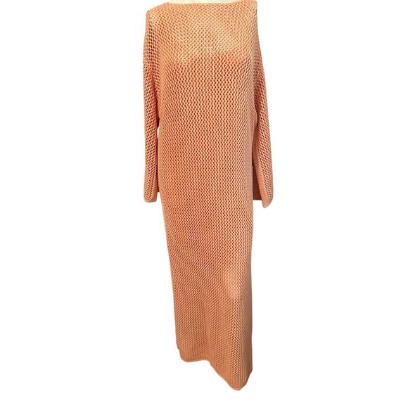 YFB Young Fabulous & Broke Women's Coral Crochet Maxi Dress Cover-up Large NWT - Picture 9 of 11